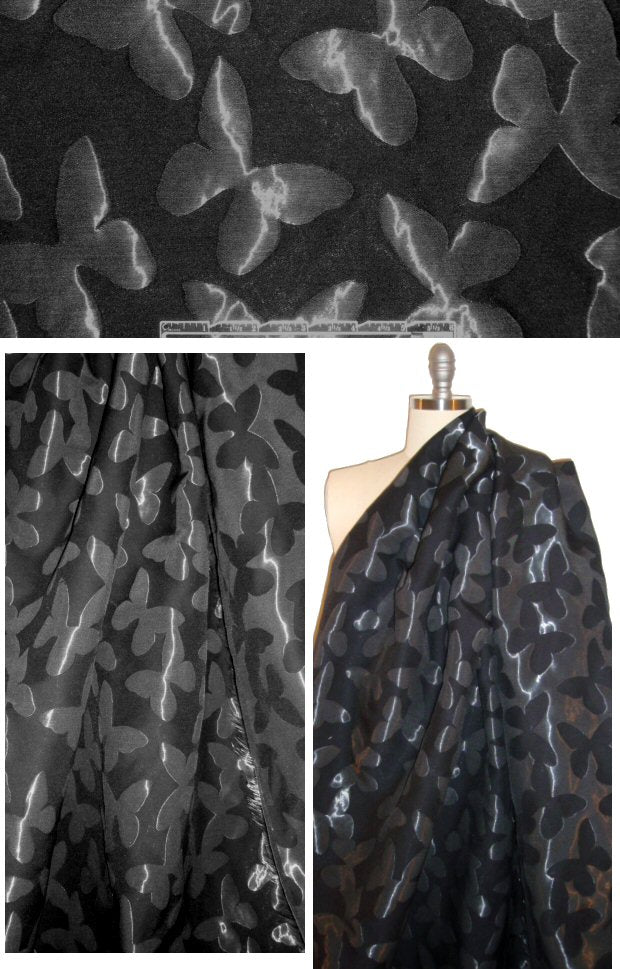 Italian black on black butterfly brocade