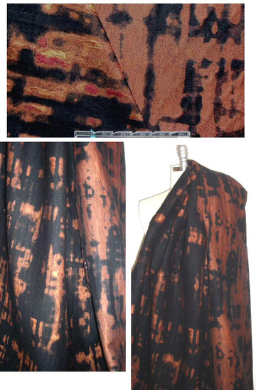 Italian burnished abstract copper/black jacquard