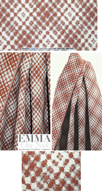 Italian argyle plaid jacquard brocade - russet/angora