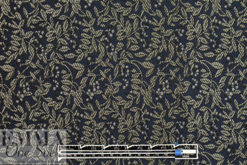 Italian silver/midnight foliage jacquard brocade suiting 2 yds