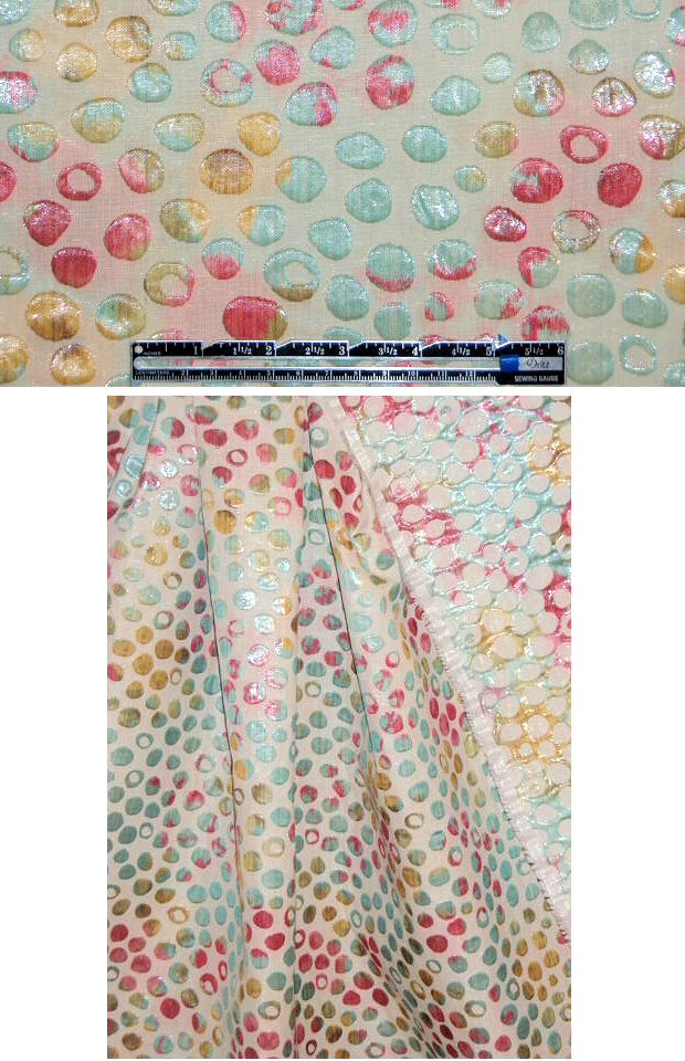 designer rose/mint dot jacquard brocade