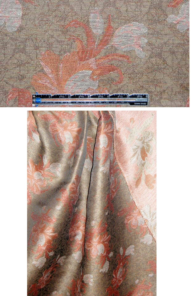 French linen blend vintage floral tapestry 1 yard