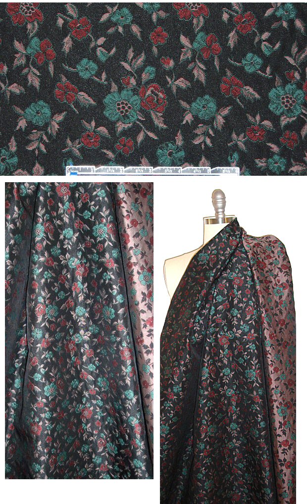 Italian floral jacquard brocade - red/pine