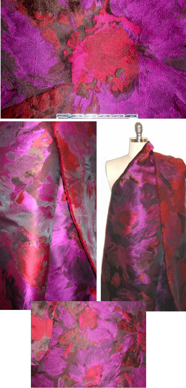 Italian oversized fuschia floral jacquard brocade