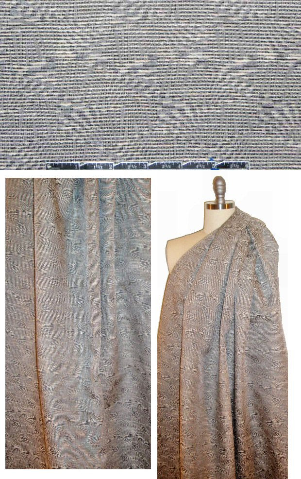 Italian intricate weave brocade - silver/sand/black