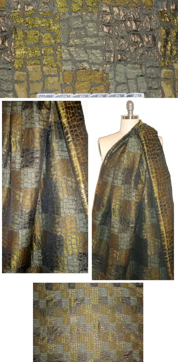 Italian bronze/green mosaic jacquard brocade