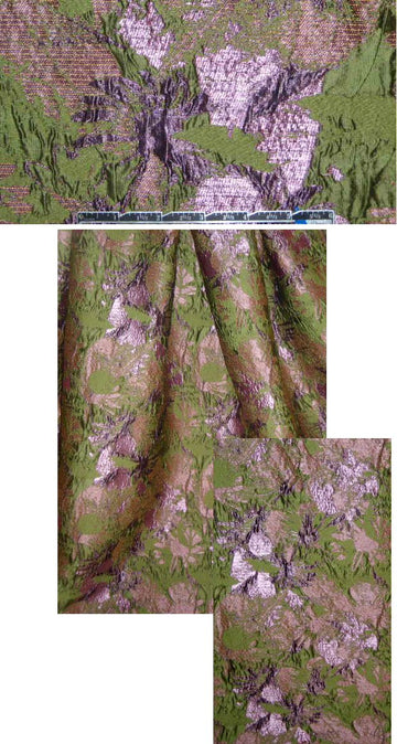Italian textured floral brocade - lilac-pink/leaf 1.875 yds