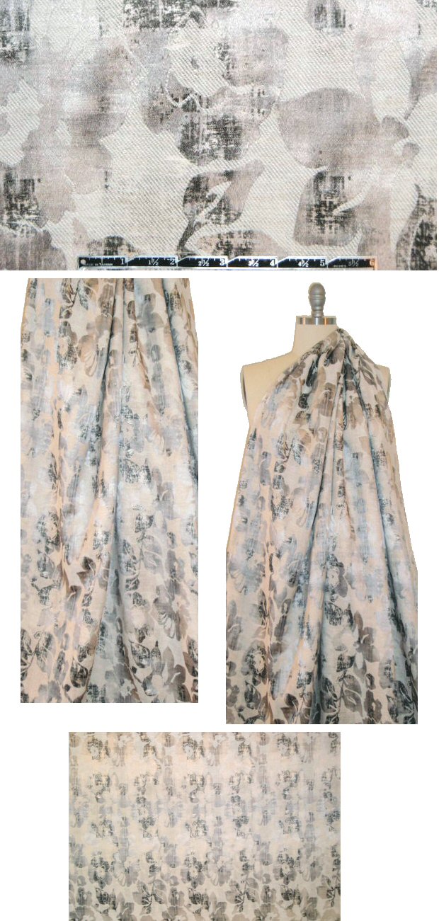 Italian abstracted floral jacquard brocade - stone