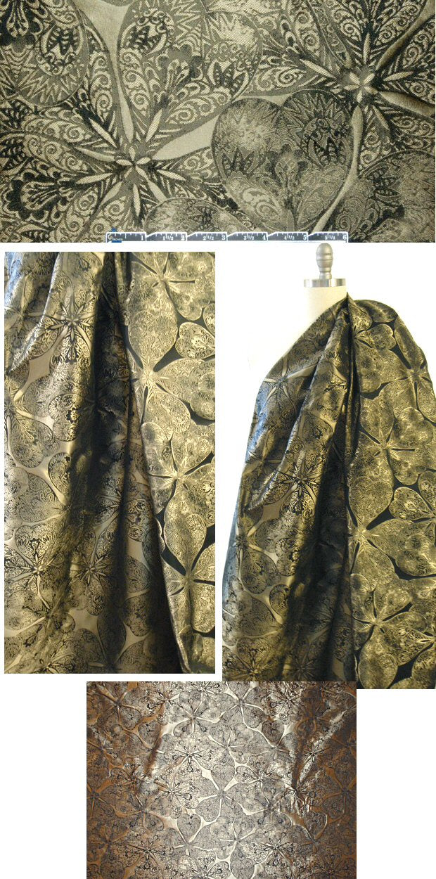 Italian bronze/black ornate floral jacquard brocade