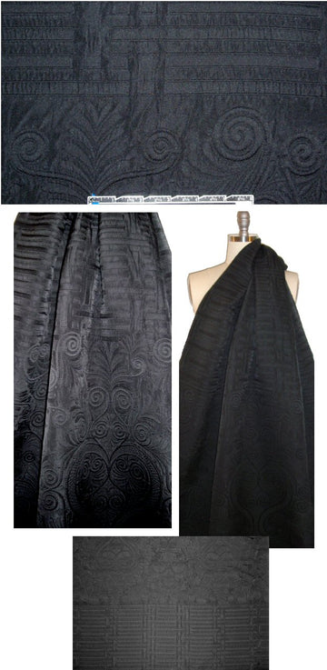 Italian black matelasse swirl/graphic panel brocade