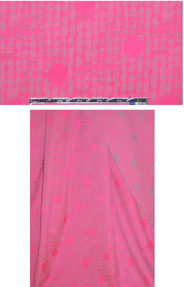 Italian neon pink graphic stretch jacquard .66 yds