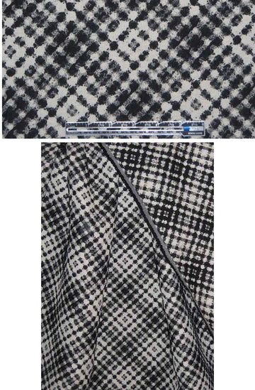NY designer black/ecru ombre' plaid matelasse' 1.75 yds