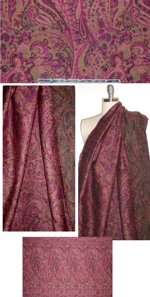 NY designer cotton/wool paisley tapestry brocade 2.25 yds