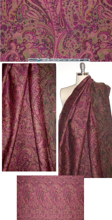 NY designer cotton/wool paisley tapestry brocade 2.25 yds