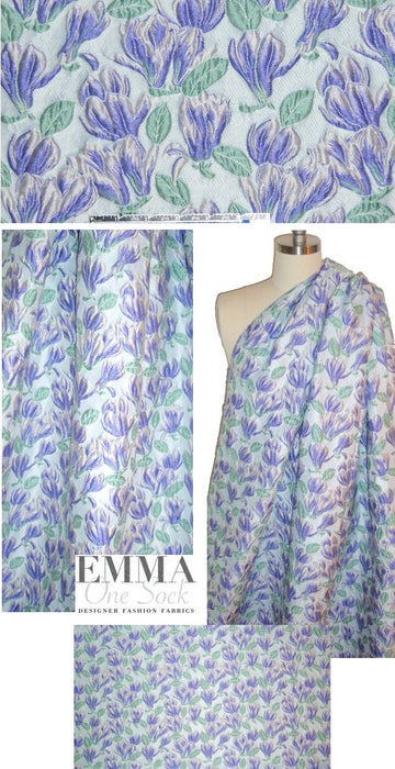 Italian lavender/neptune textured tulip brocade 1 yard