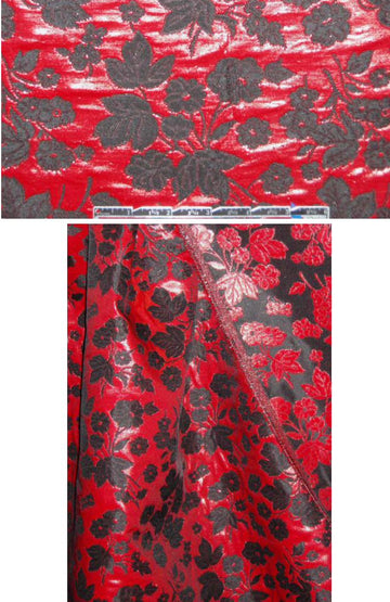 Italian 'polished' floral brocade - red/black .875 yds