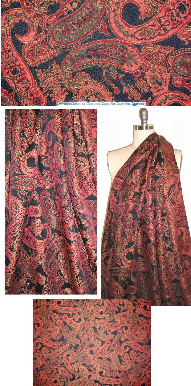 NY designer brick/gold/black paisley brocade