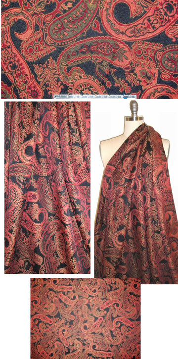 NY designer brick/gold/black paisley brocade