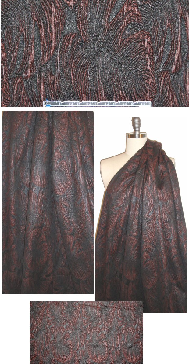 Italian leaf matelasse' stretch brocade - garnet