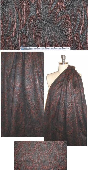 Italian leaf matelasse' stretch brocade - garnet