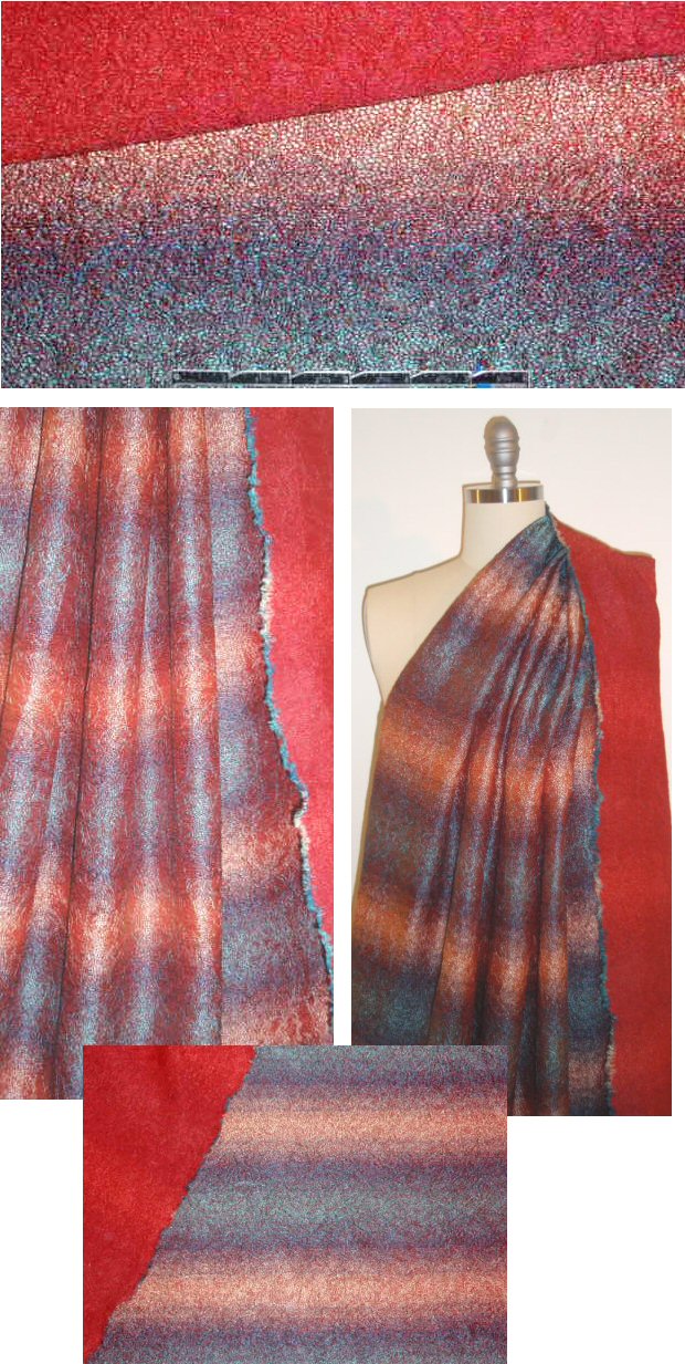 French red ombre' reversible matelasse' 1.625 yds
