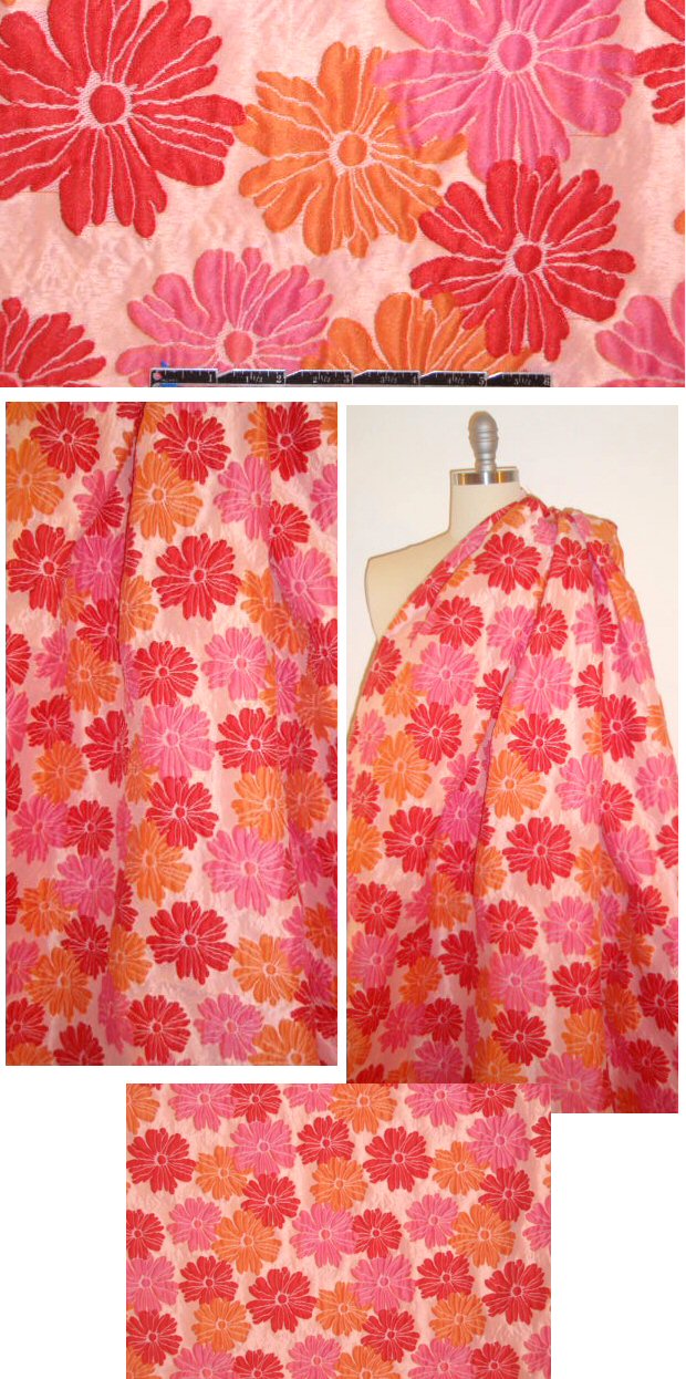 NY designer pink/rouge/sorbet floral matelasse'