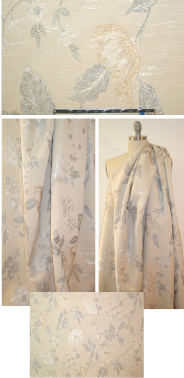 A1ice & O1ivia ivory/gold/silver flower brocade