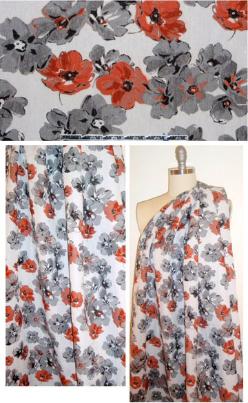 NY designer rust/gray floral jacquard brocade