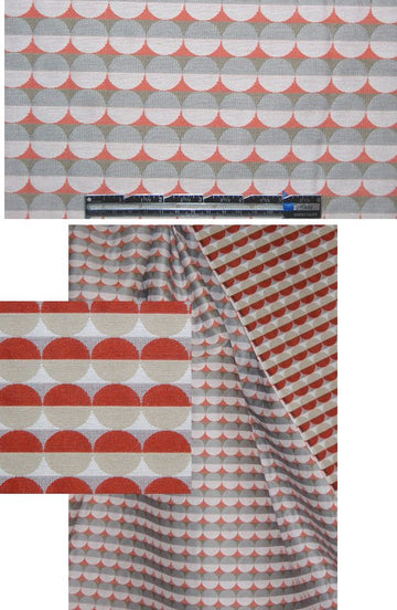 salmon/khaki graphic circles jacquard brocade 2.75 yds