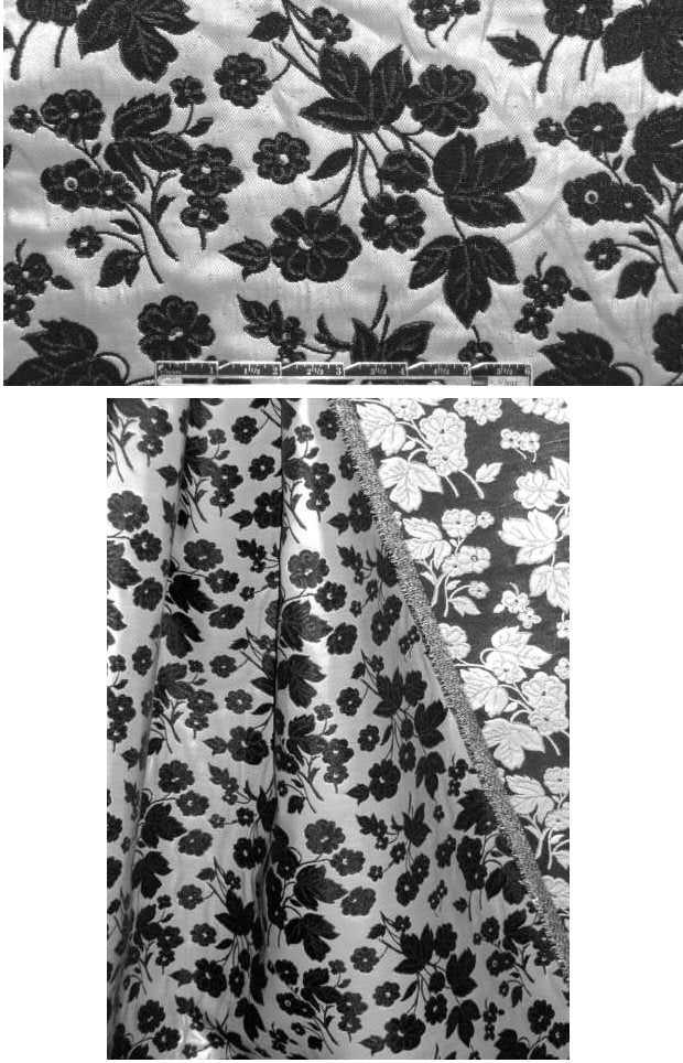 Italian 'polished' floral brocade - silver/black
