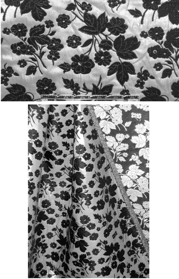 Italian 'polished' floral brocade - silver/black