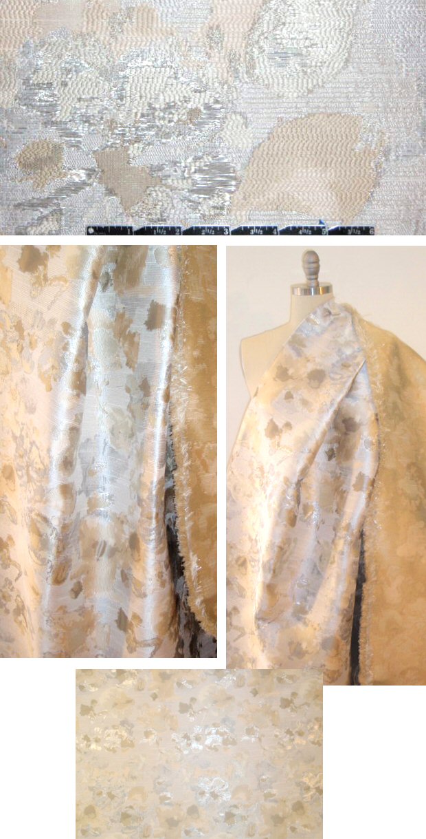 French champagne/silver floral tapestry brocade