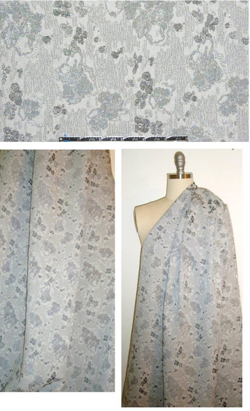 Italian textured floral silver tones brocade 1 yard