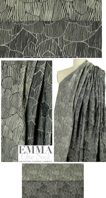 Italian gray/taupe mosaic stripe stretch matelasse' brocade