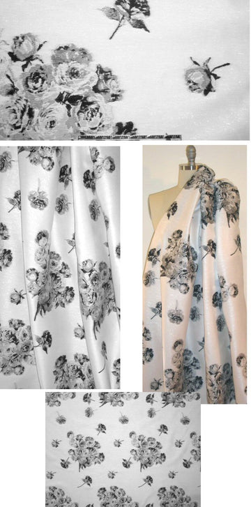 famous designer clip jacquard brocade - white/black