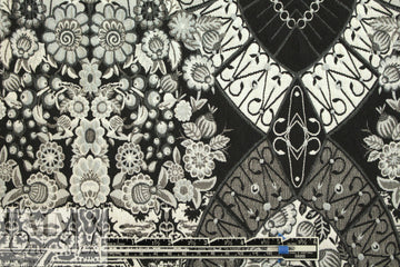 pendulum jacquard brocade panel woven - black/gray
