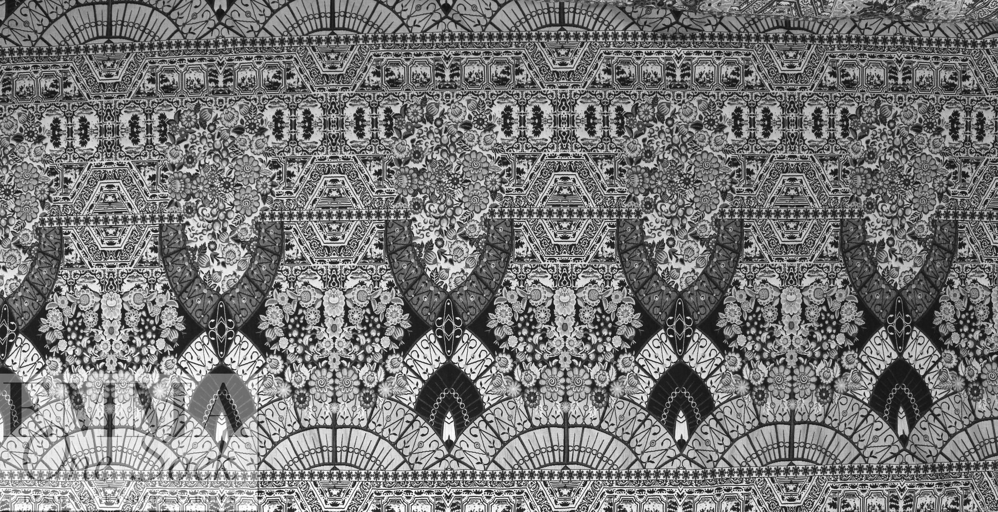 pendulum jacquard brocade panel woven - black/gray
