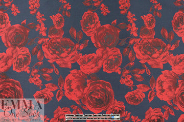 Carmen Marc Va1vo red rose border panel brocade 1.3 yds, One Panel.