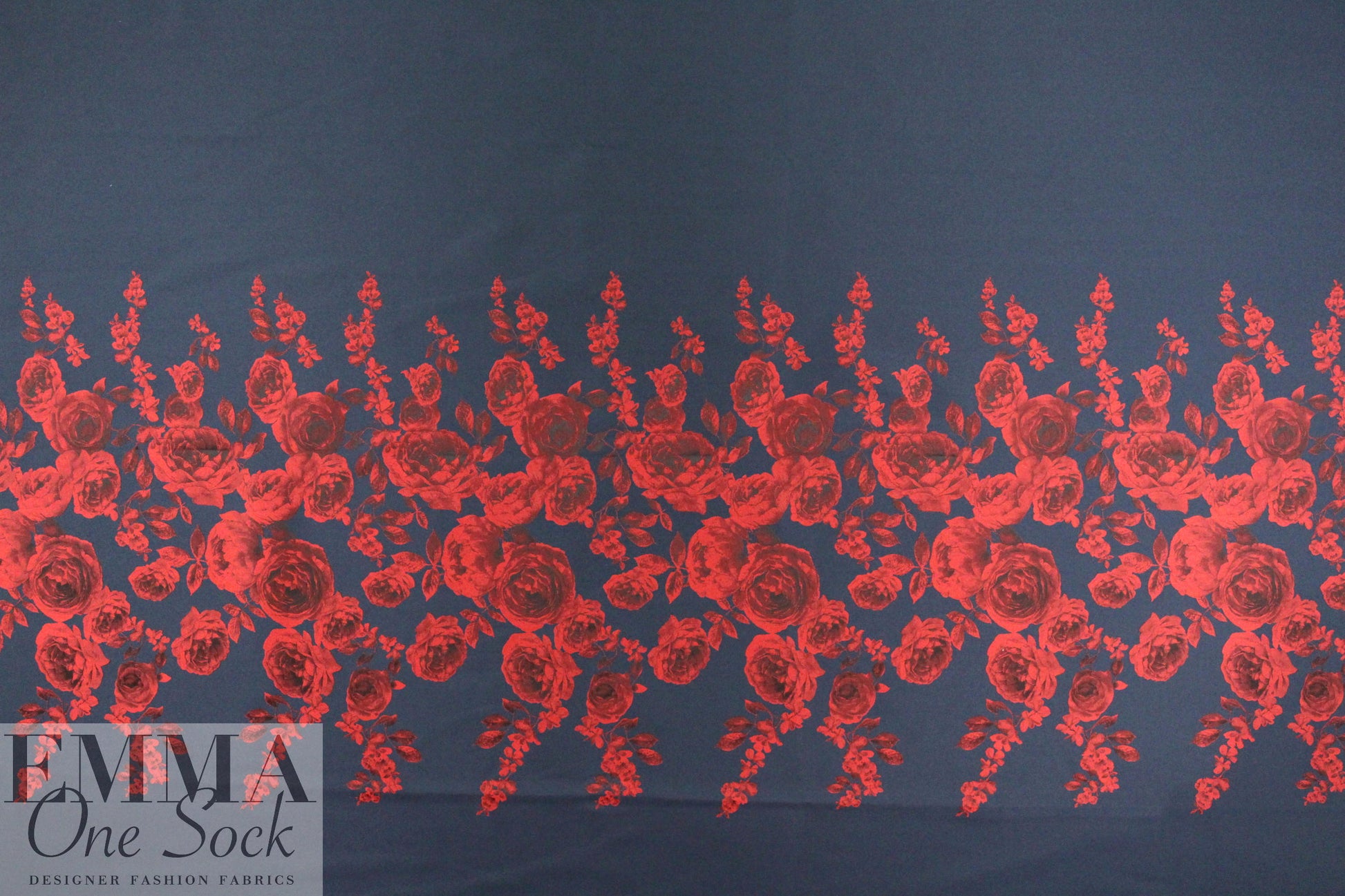 Carmen Marc Va1vo red rose border panel brocade