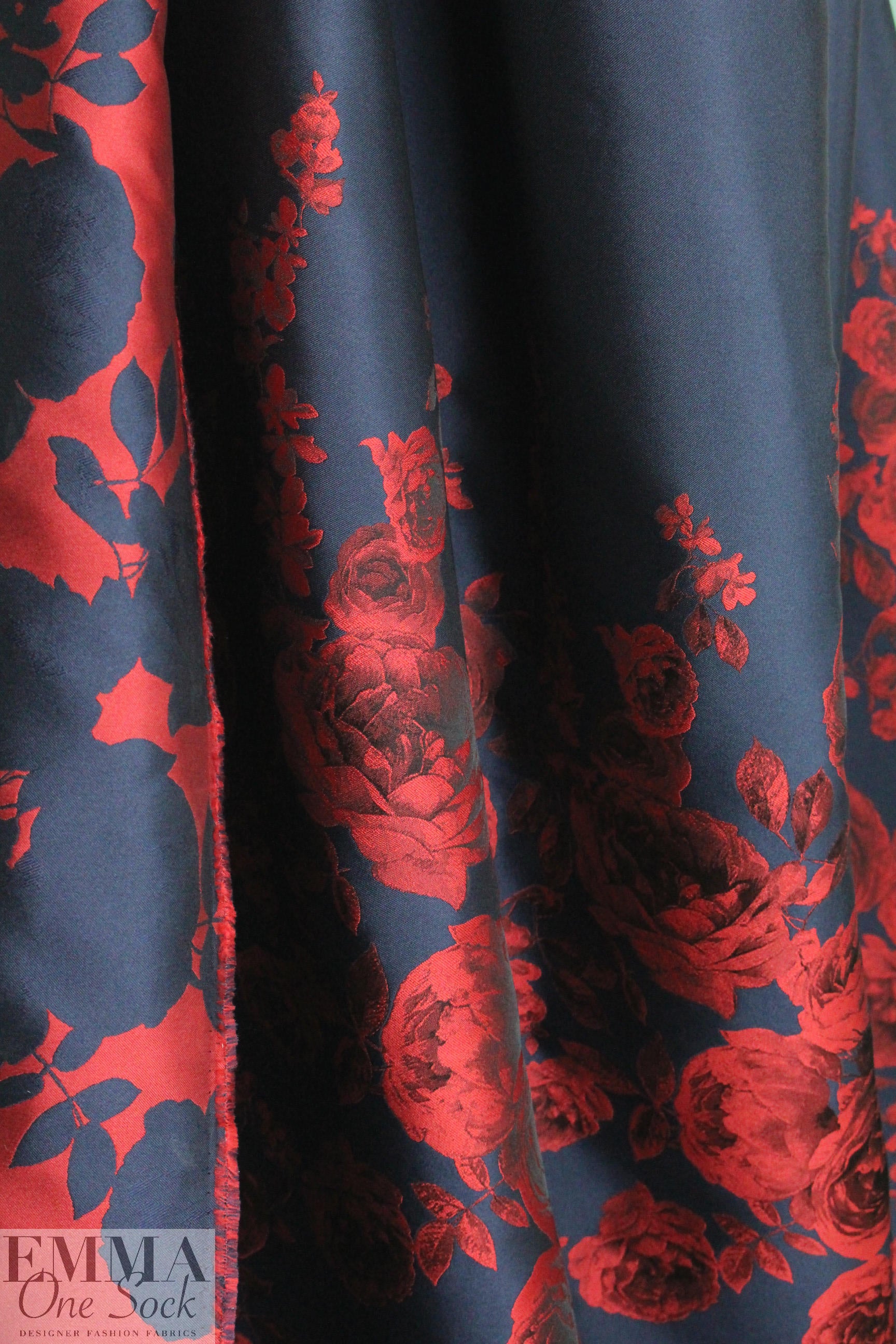 Carmen Marc Va1vo red rose border panel brocade 1.3 yds, One Panel.