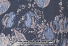 designer blue tulip border design panel brocade
