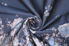 designer blue tulip border design panel brocade