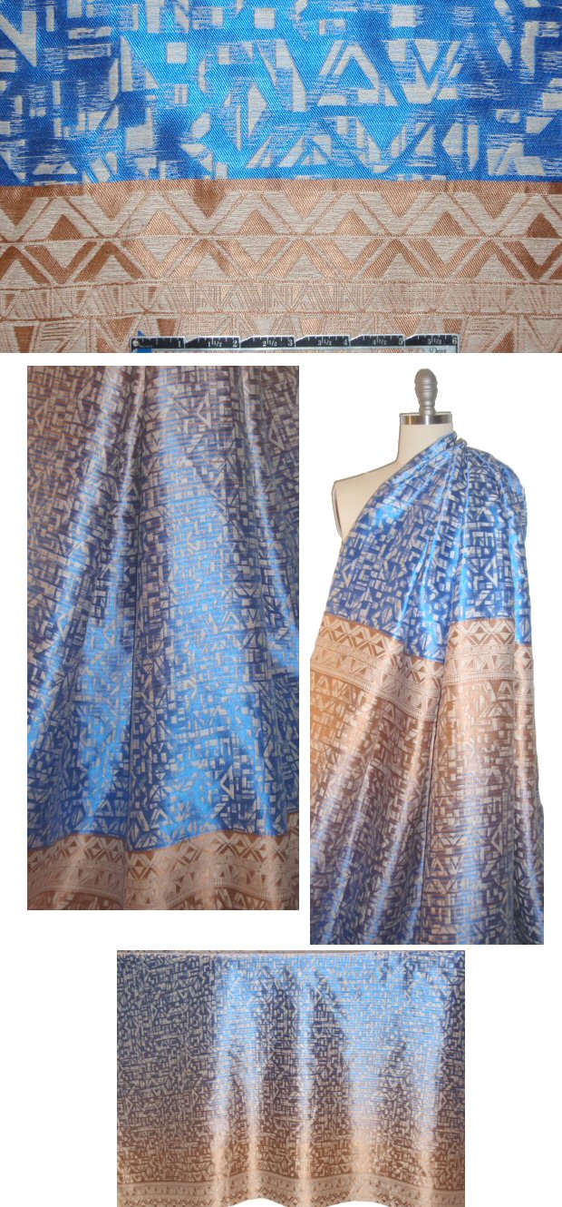 Italian azure/tan ombre graphic panel brocade
