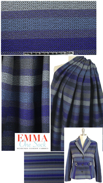 Italian sparkle-infused sapphire stripe brocade