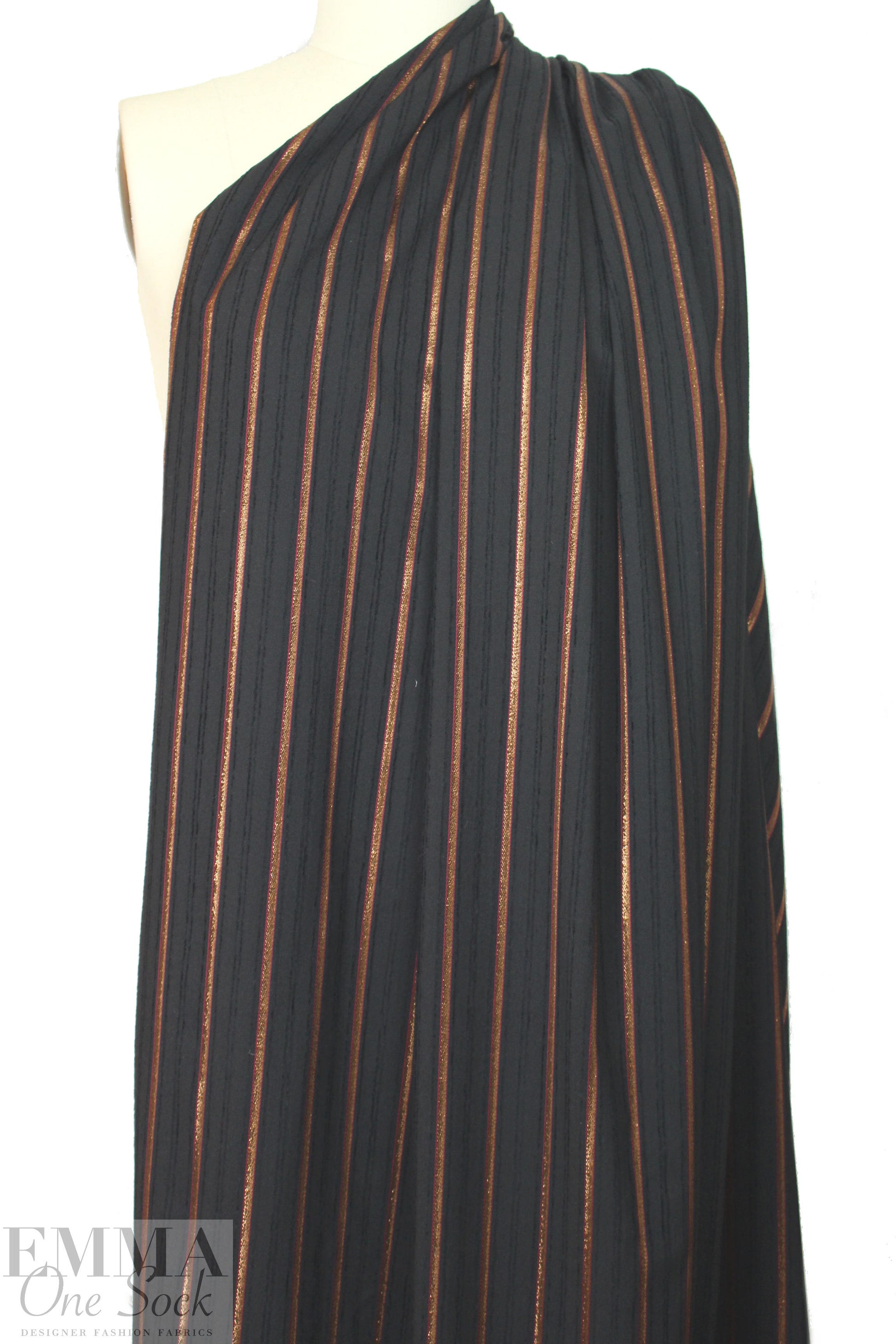 Derek L@m vertical stretch metallic stripe jacquard woven 1.75 yd