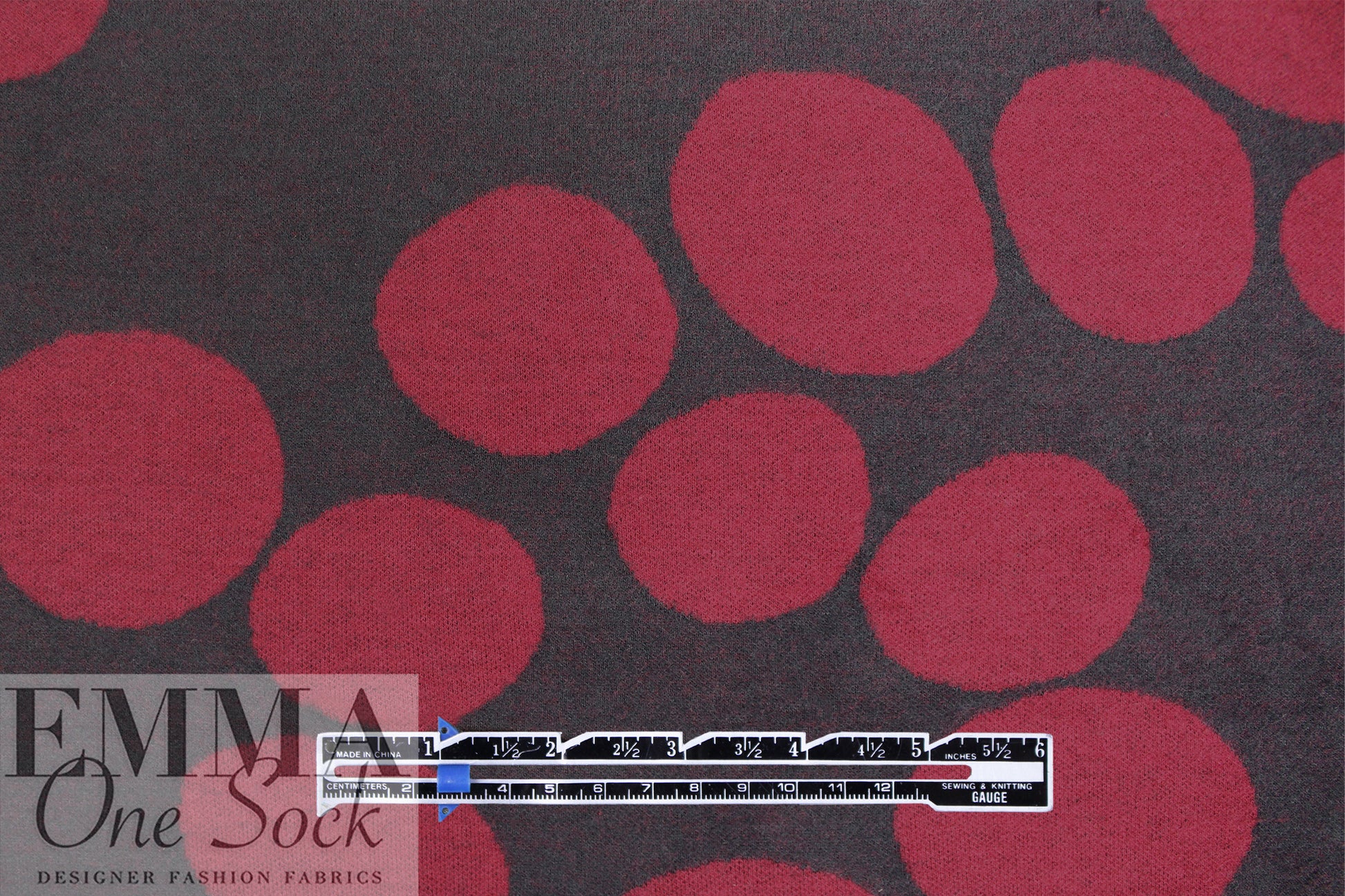 MTM organic cotton 'about a dot' sweater knit - space/wine .625 yds