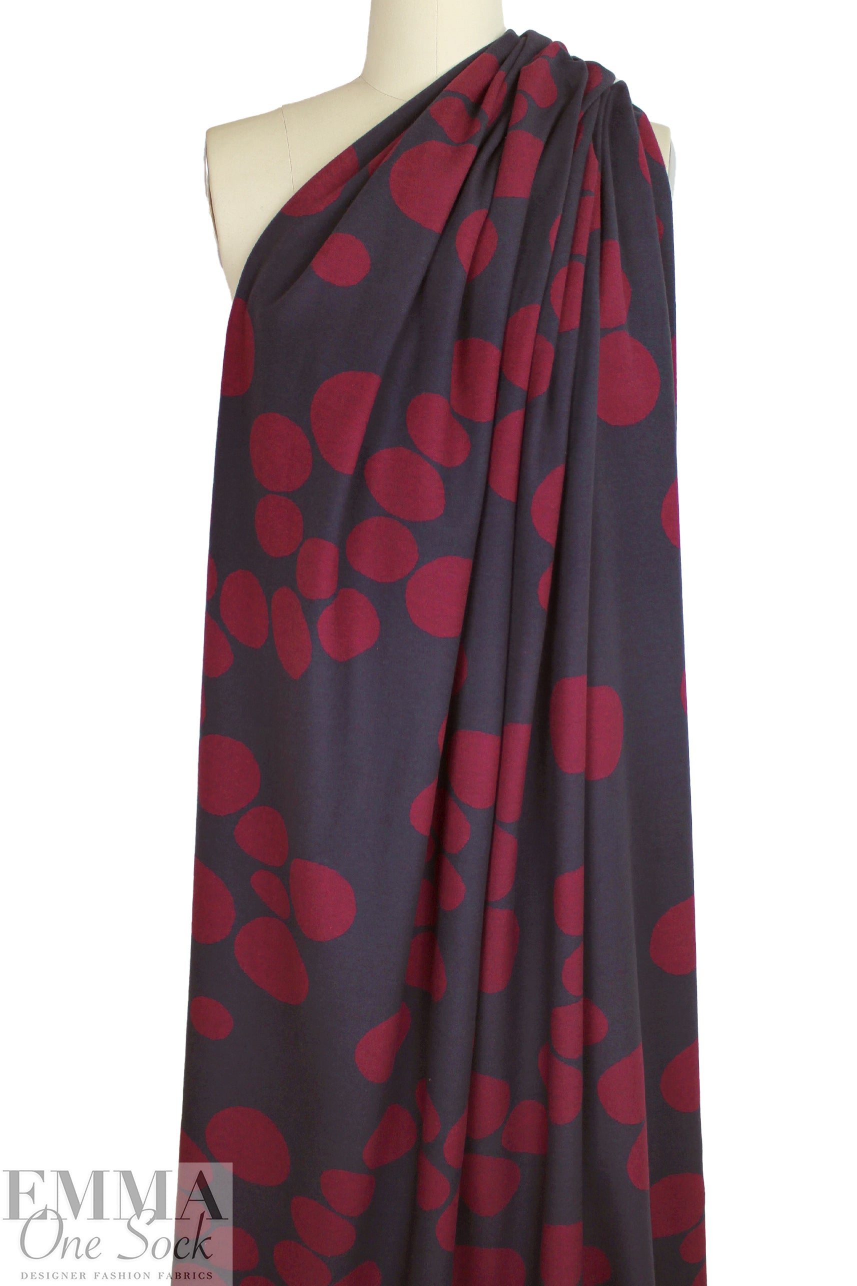 MTM organic cotton 'about a dot' sweater knit - space/wine 1 yard