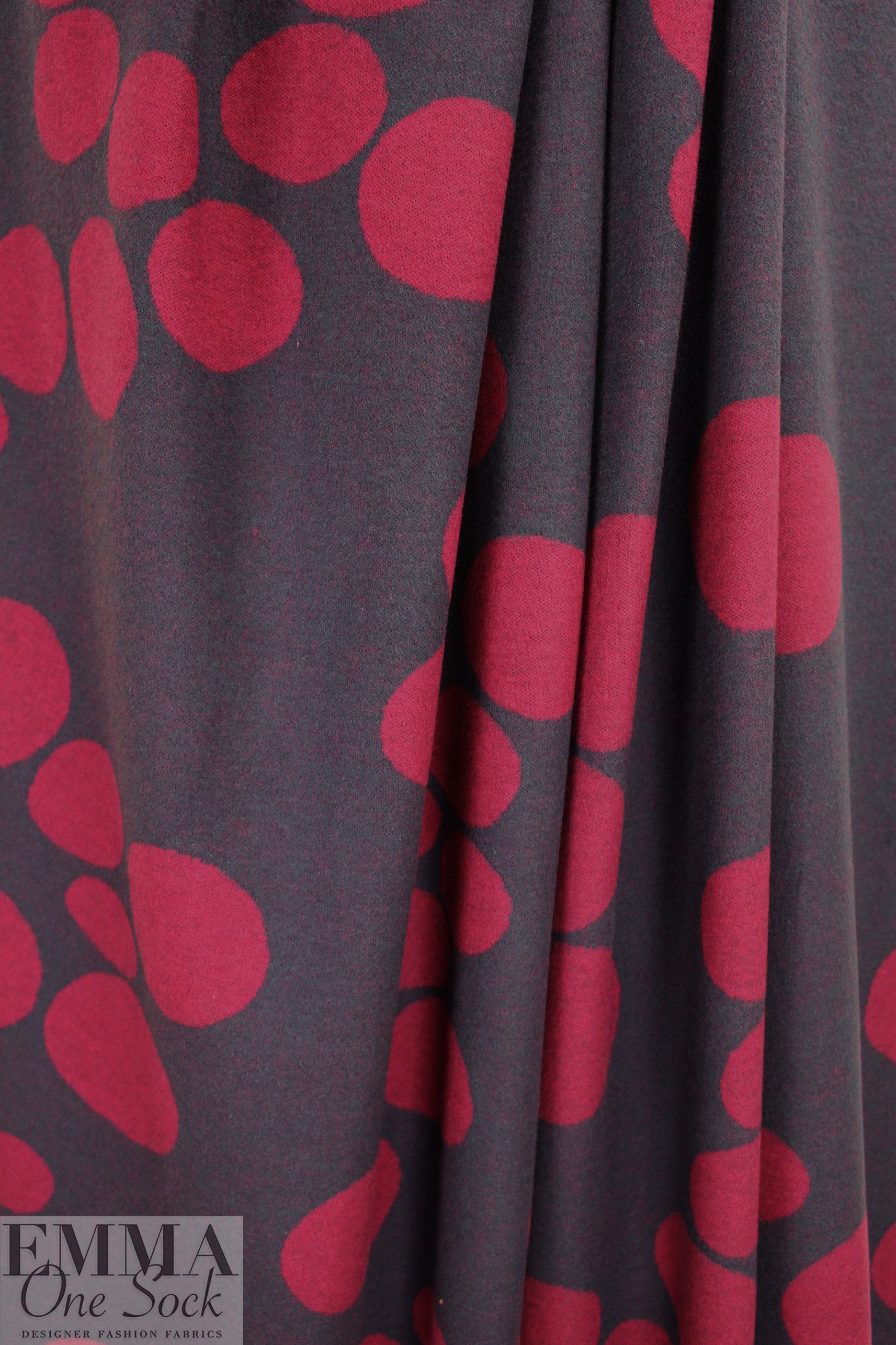 MTM organic cotton 'about a dot' sweater knit - space/wine 1 yard