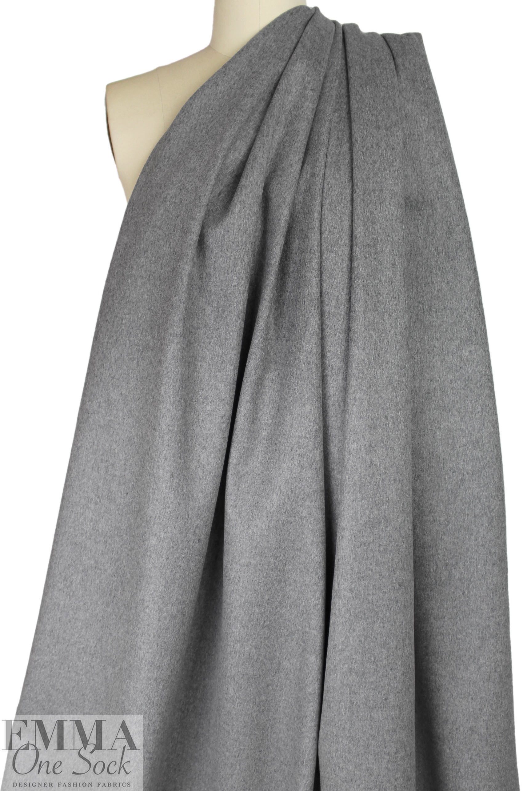French no-fray brushed wool woven coating - heather grey 2.25 yd