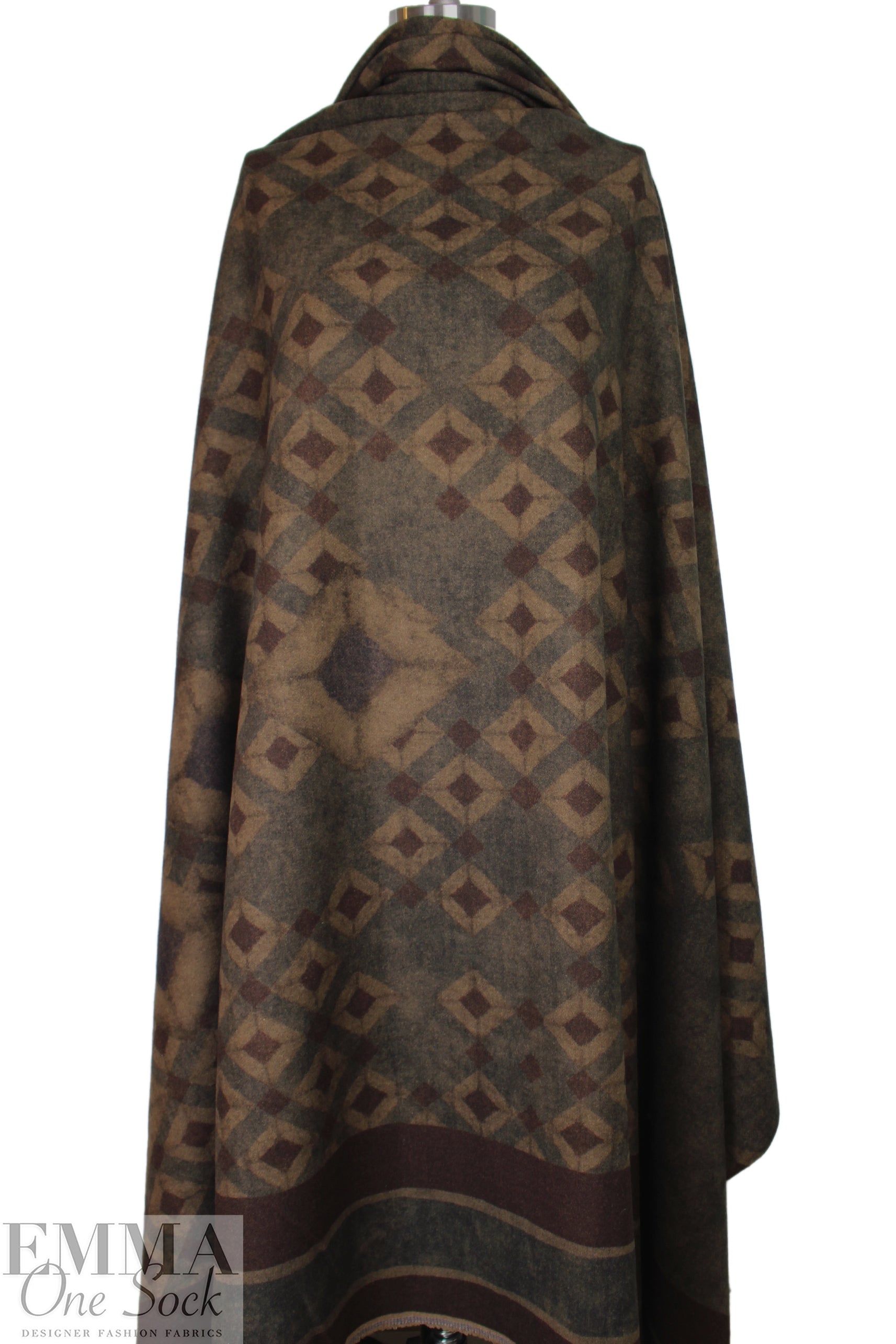 Italian 'misty diamonds' wool blend brushed double-face coating  2.125 yd